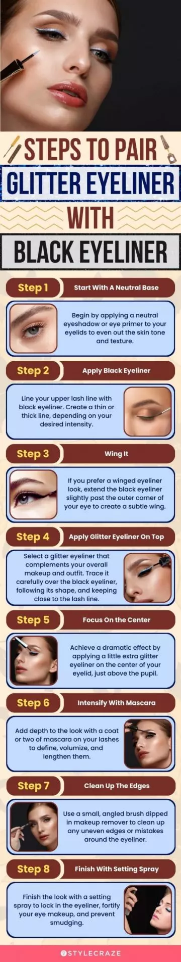 Steps To Pair Glitter Eyeliner With Black Eyeliner (infographic)