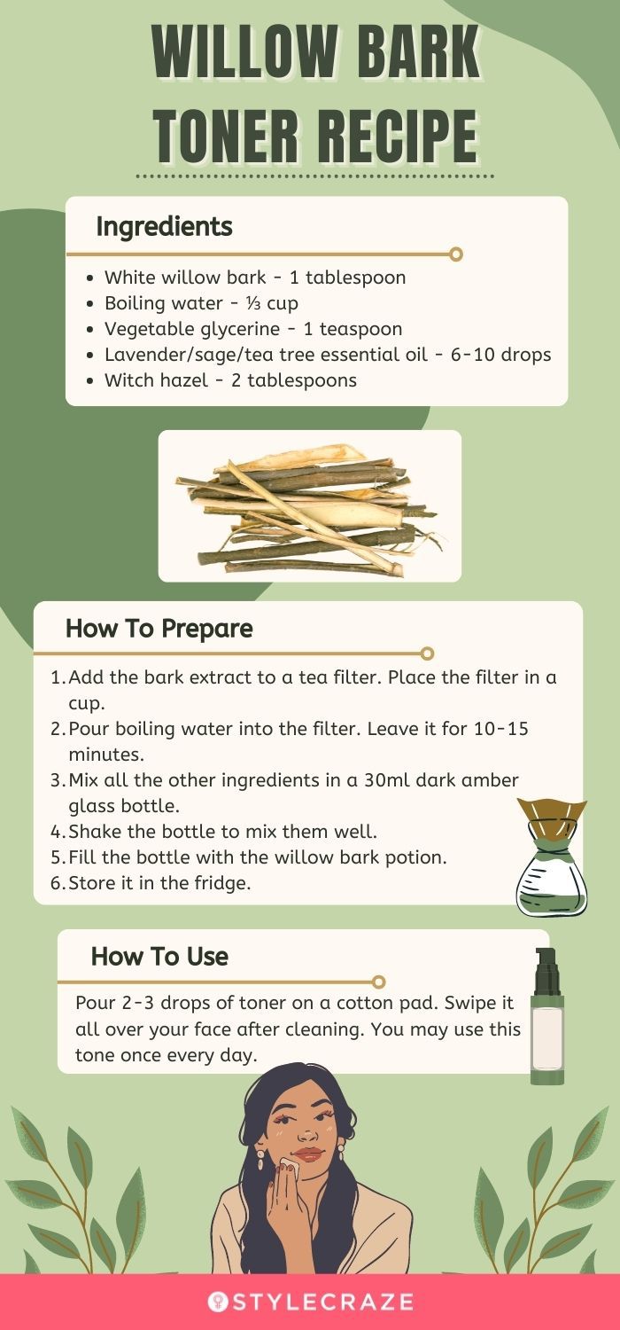 willow bark toner recipe (infographic)