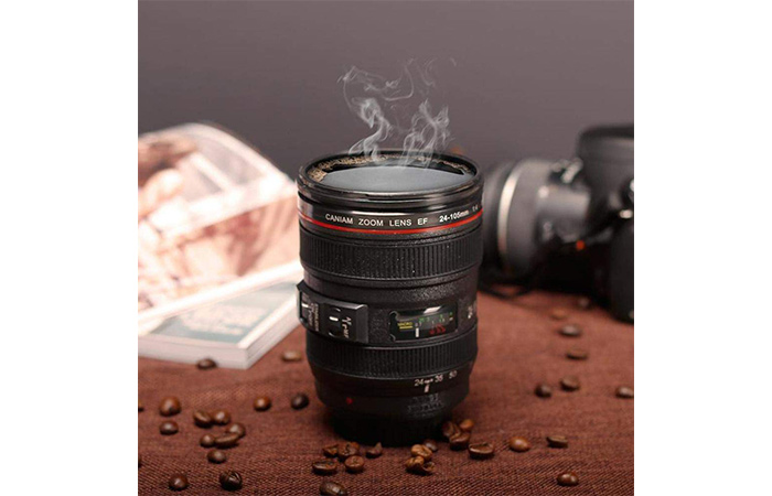 camera lens mug
