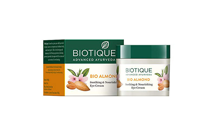 6. Biotique Advanced Ayurveda Bio Almond Soothing & Nourishing Eye Cream