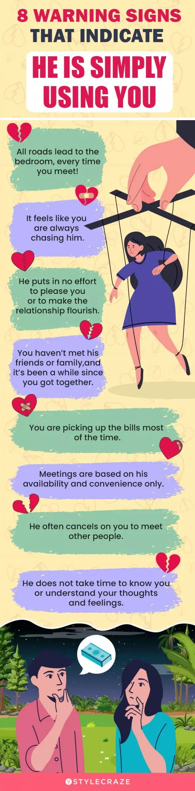 8 warning signs that indicate he is simply using you (infographic)