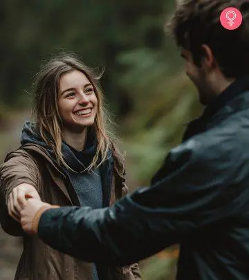 A girl going away from her partner