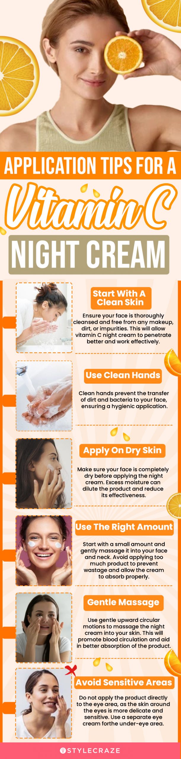 Application Tips For A Vitamin C Night Cream (infographic)