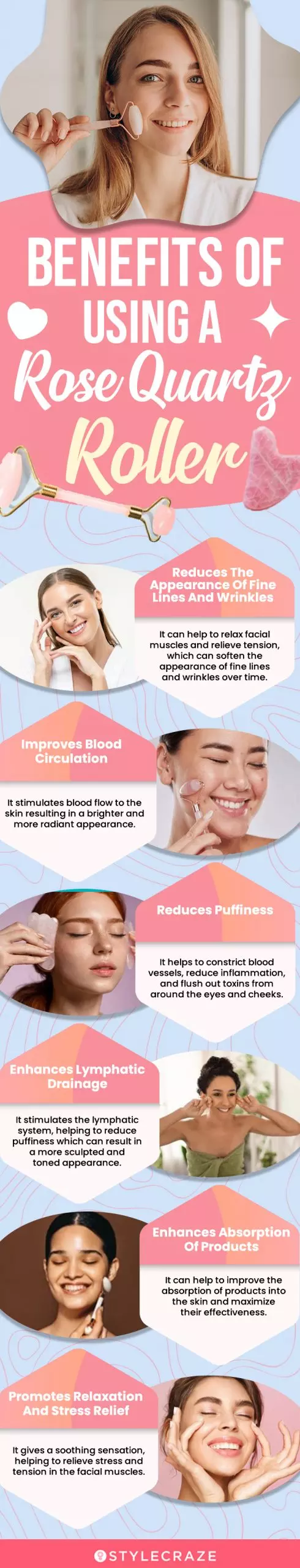 Benefits Of Using Rose Quartz Rollers (infographic)