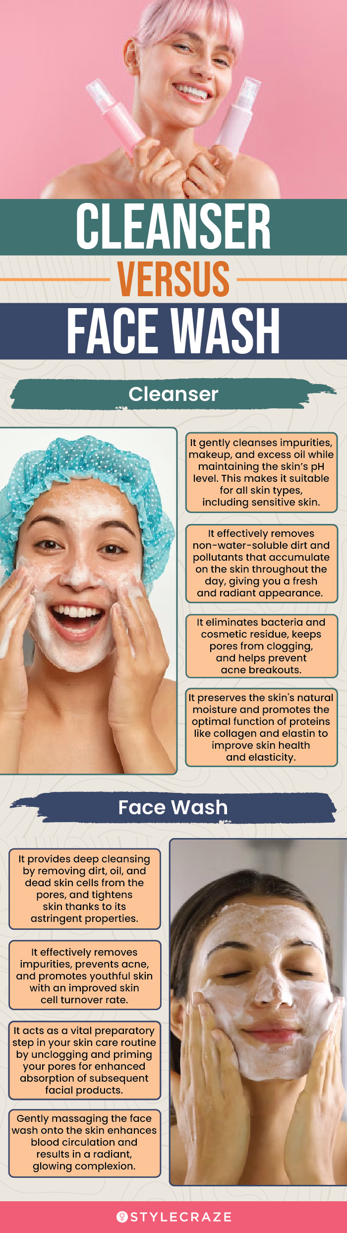 cleanser versus face wash (infographic)