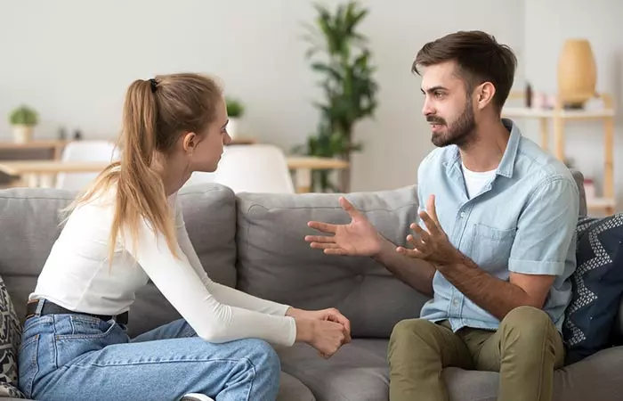 Couple sitting and communicating with each other