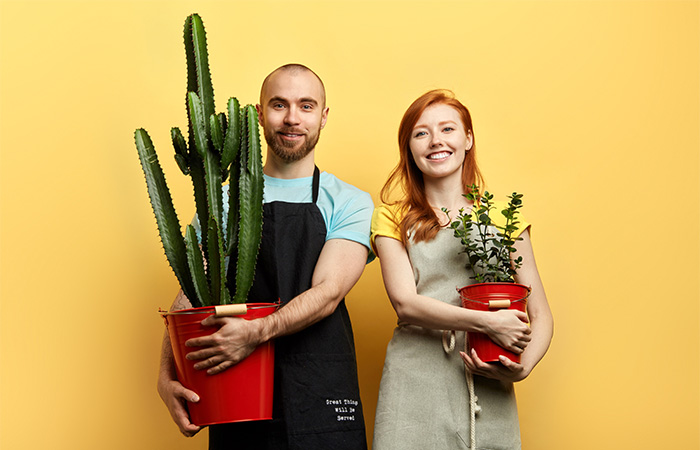 Couple plant shopping together