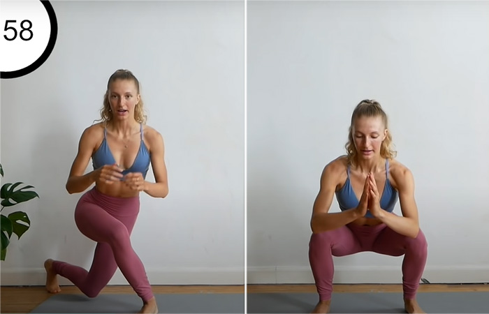Curtsy Lunge With Narrow Squat