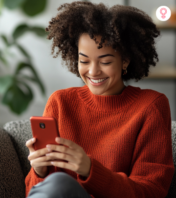 A girl reading texts on her mobile