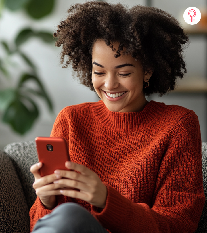 A girl reading texts on her mobile