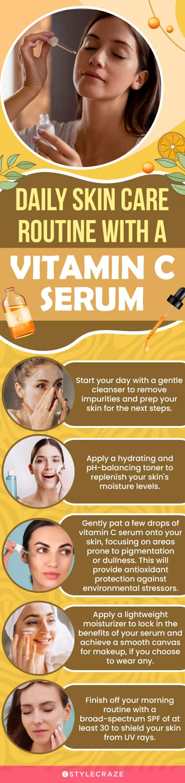 Daily Skin Care Routine With Vitamin C Serums (infographic)