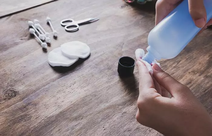 Acetone dipped towel as a way of removing fabric paint from skin