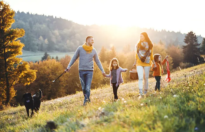 A family having a good time in a park