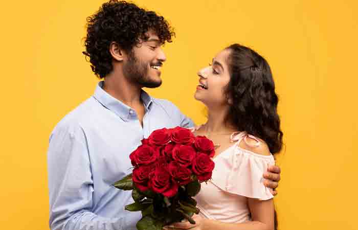 Gift flowers as a way of making girlfriend happy