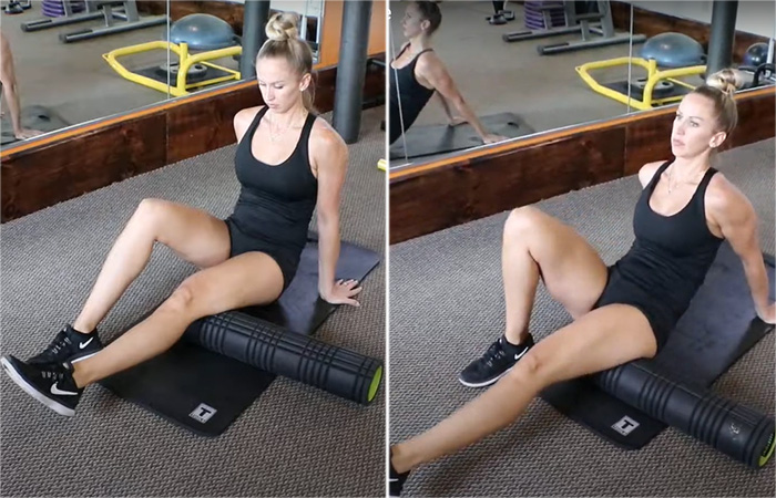 Foam rolling hamstring strengthening exercise to reduce leg pain