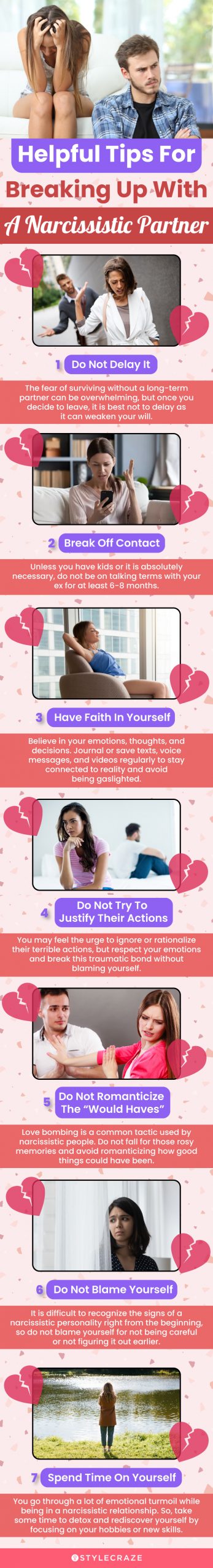 helpful tips for breaking up with a narcissistic partner (infographic)