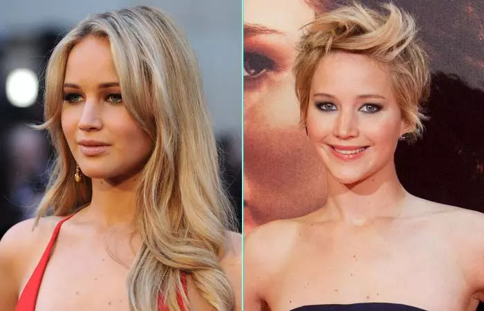 Hollywood actress Jennifer Lawrence's hairstyle