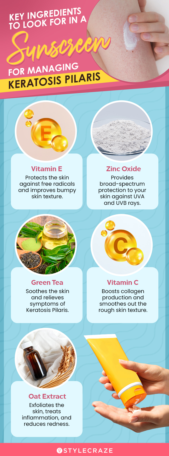 Key Ingredients To Look For In A Sunscreen For Managing Keratosis Pilaris (infographic)