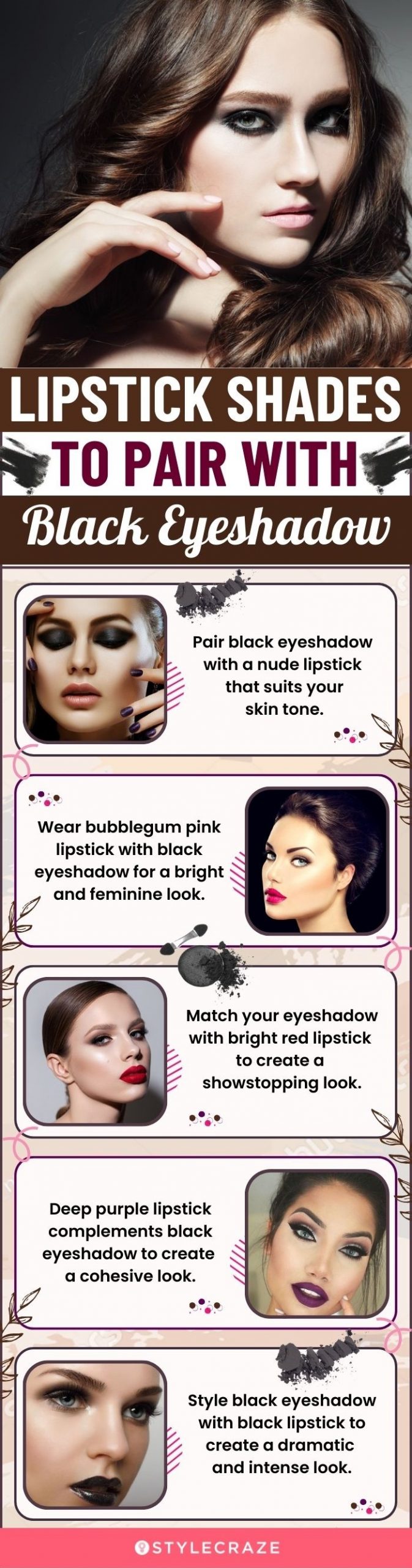 Lipstick Shades To Pair With Black Eyeshadow (infographic)