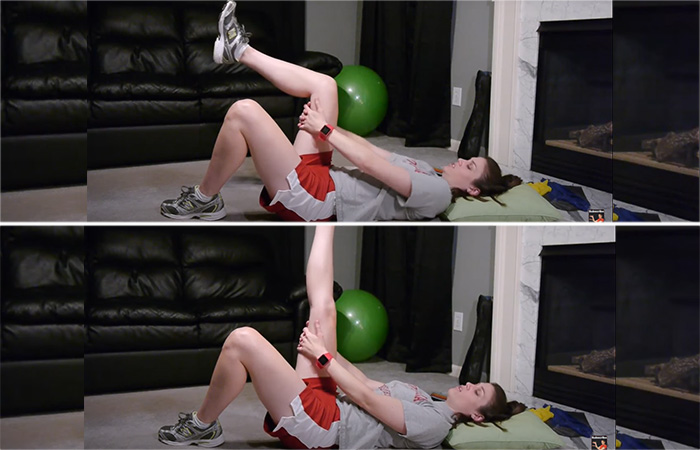 Lying knee extension hamstring strengthening exercise to reduce leg pain