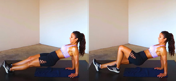 Reverse plank ankle tap exercise for hamstring and quads