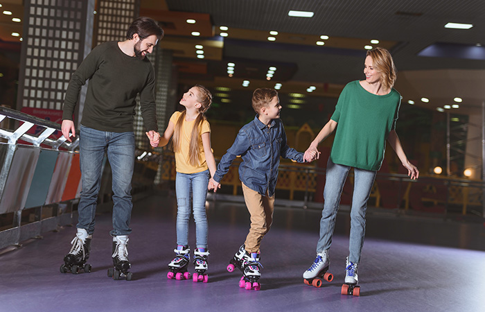 Roller skating as a fun family night activity