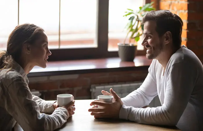 A girl and a boy chatting