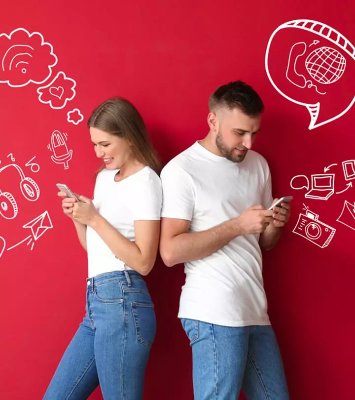 Couples are using social media on their phone