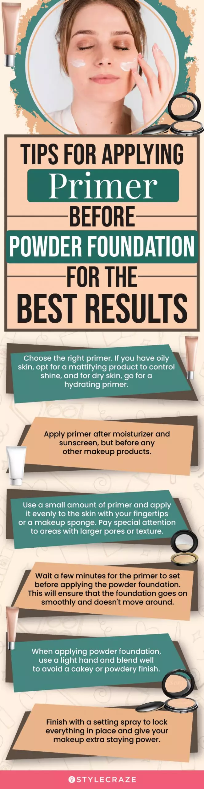 Tips For Applying Primer Before Powder Foundation (infographic)