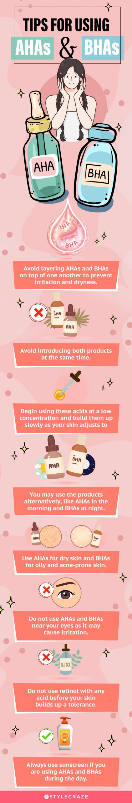 tips for using AHAs and BHAs [infographic]