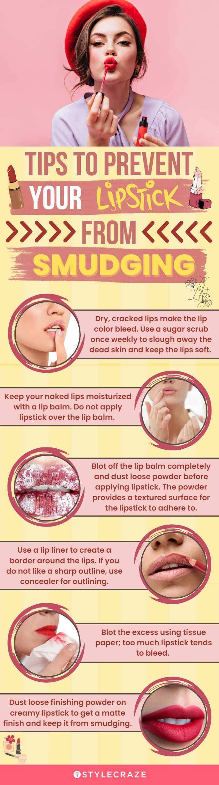 Tips To Prevent Your Lipstick From Smudging (infographic)