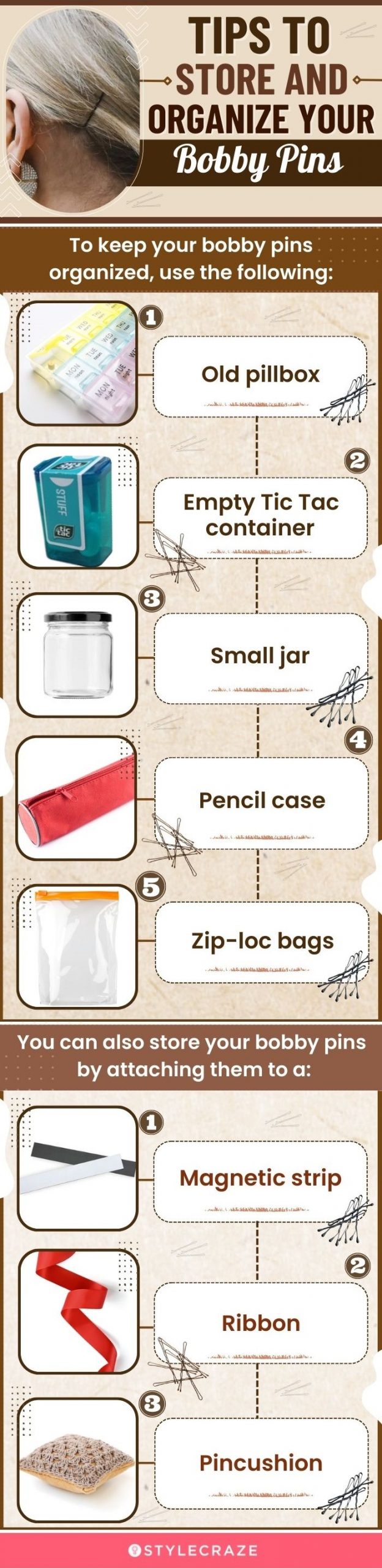 Tips To Store And Organize Your Bobby Pins (infographic)