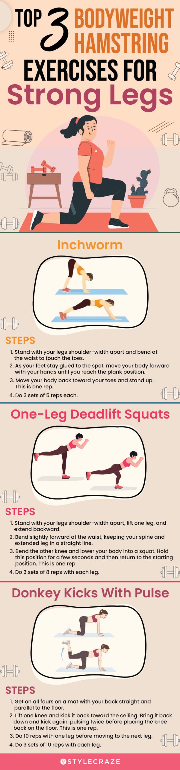 top 3 bodyweight hamstring exercises for strong legs (infographic)