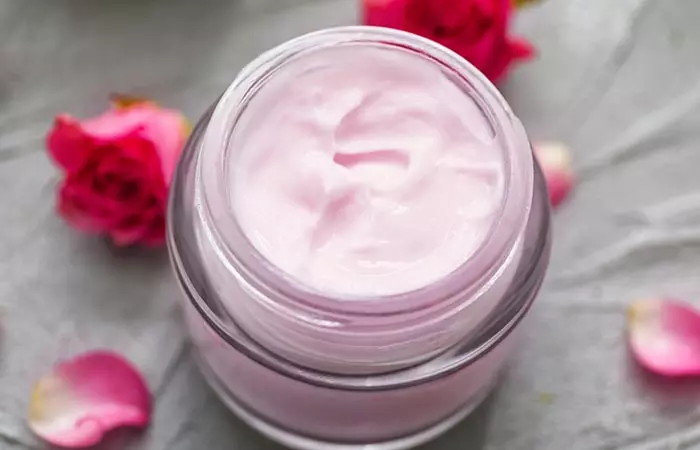 An jar of cosmetic cream which has a thick consistency due to triethanolamine