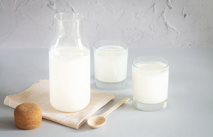 Buttermilk in different glass containers