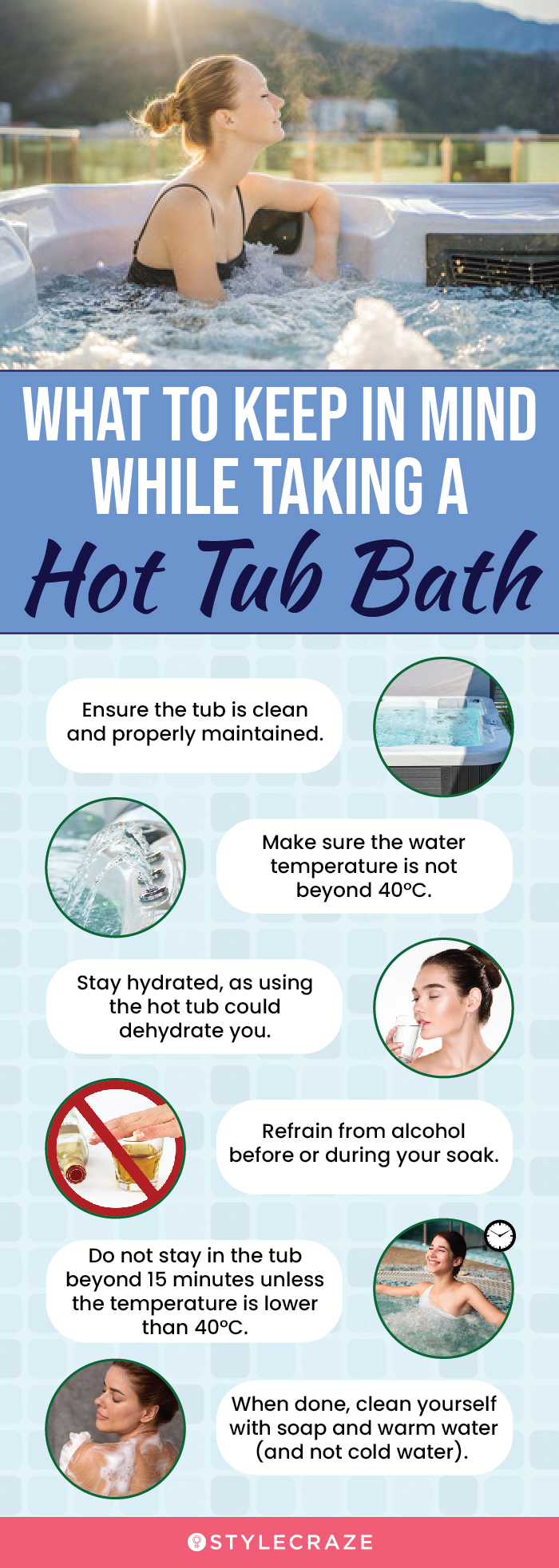 what to keep in mind while taking a hot tub bath (infographic)