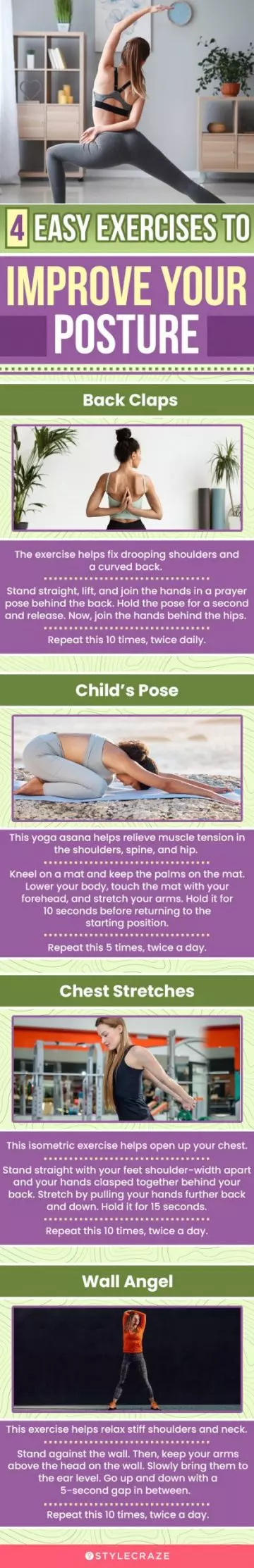 4 easy exercises to improve your posture (infographic)