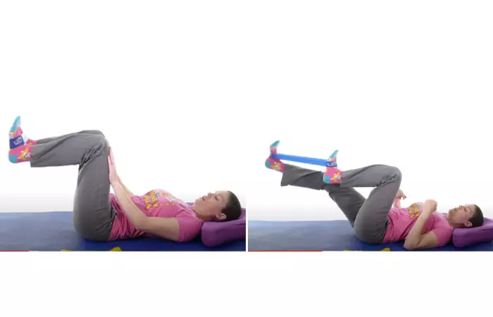 Alternate hip flexion resistance band exercise for the back