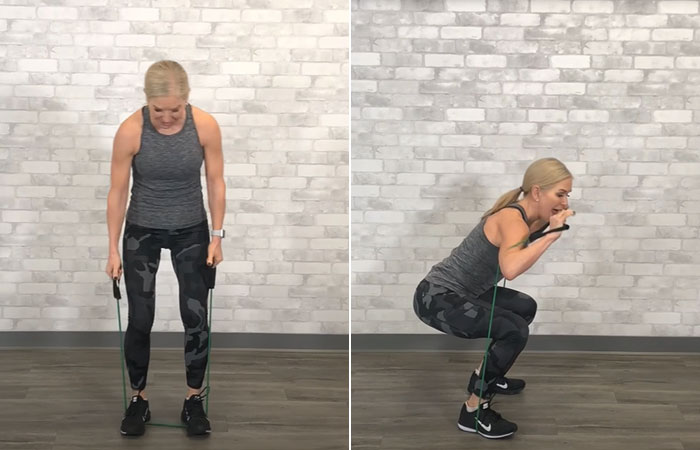Banded squats for a strong core