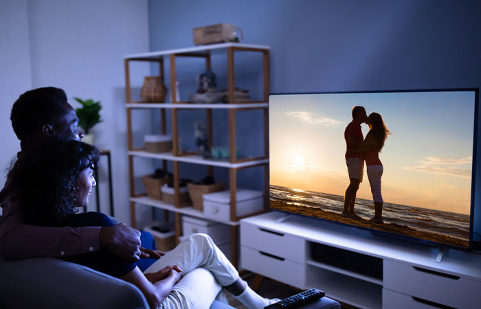 Binge watching TV and movies is one of the things for couple to do at home