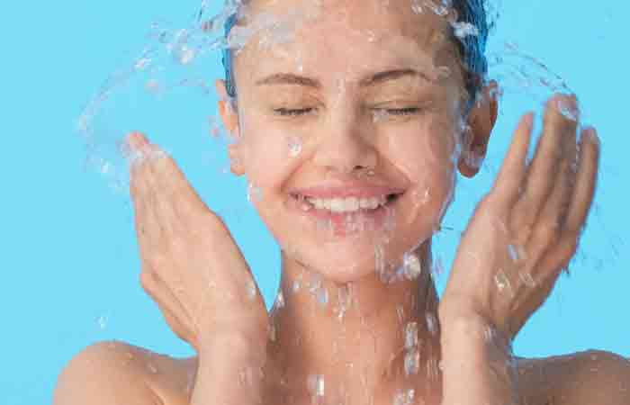 Wash your face with water before applying a moisturizer