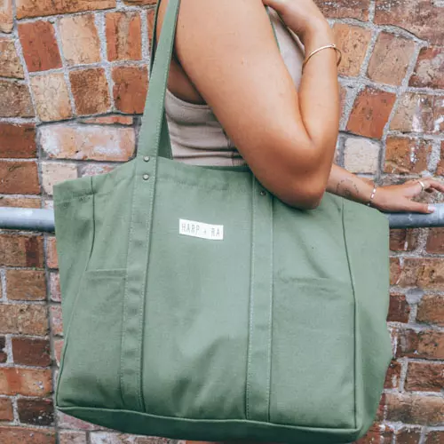 Harp + Ra Large Canvas Tote Bag