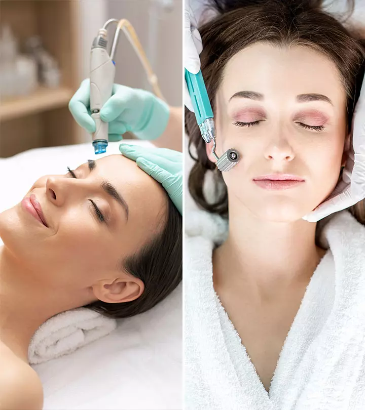 A woman is undergoing a Microdermabrasion Facial