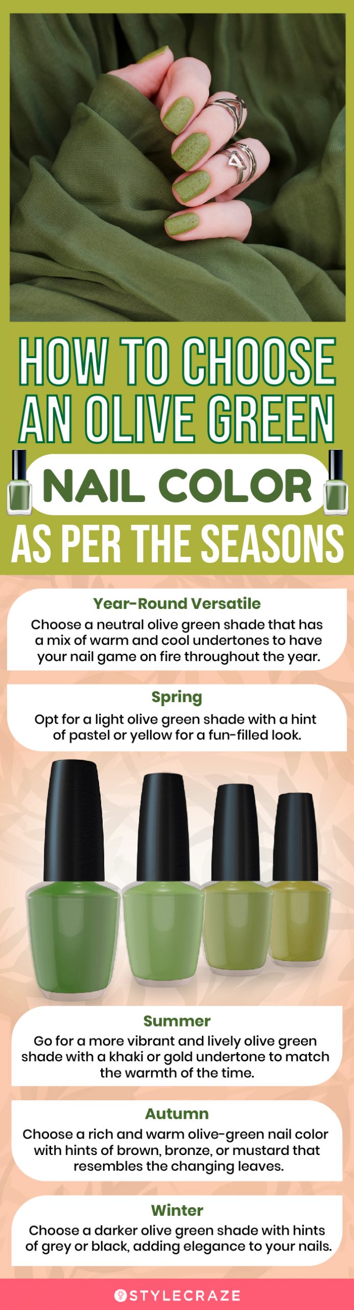 How To Choose An Olive Green Nail Color As Per The Seasons (infographic)