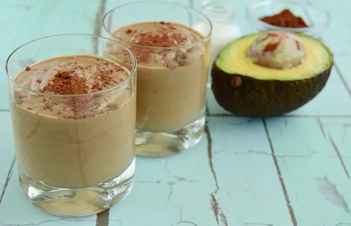 Keto chocolate avocado smoothie for breakfast