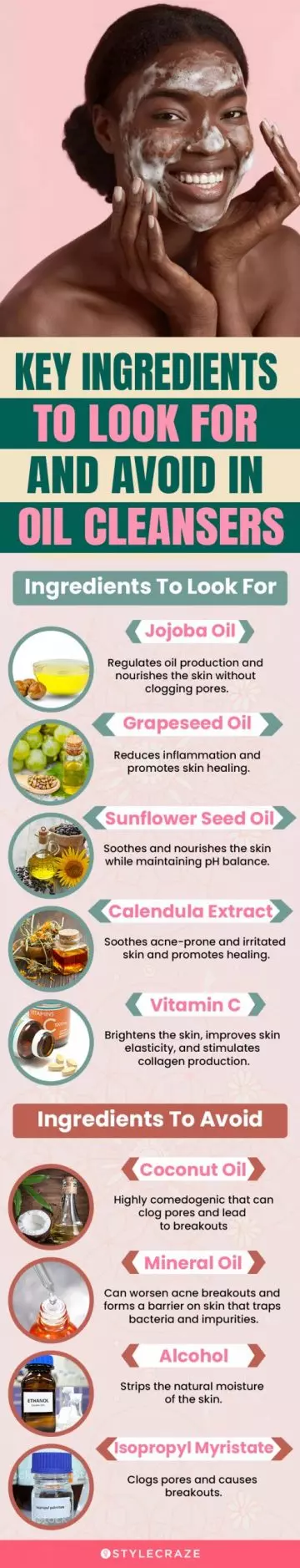 Key Ingredients To Look For And Avoid In Oil Cleansers (infographic)