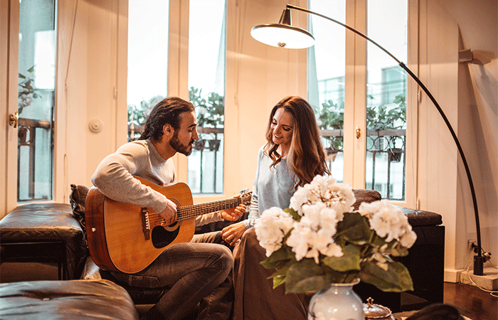 Rewriting songs is one of the things for couples to do at home