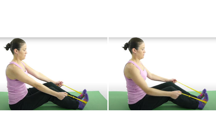 Seated row resistance band exercise for the back