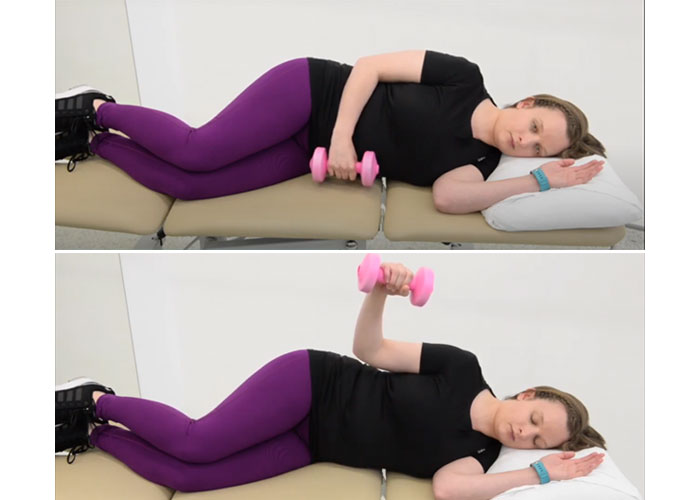 Side-lying external rotation shoulder impingement exercise