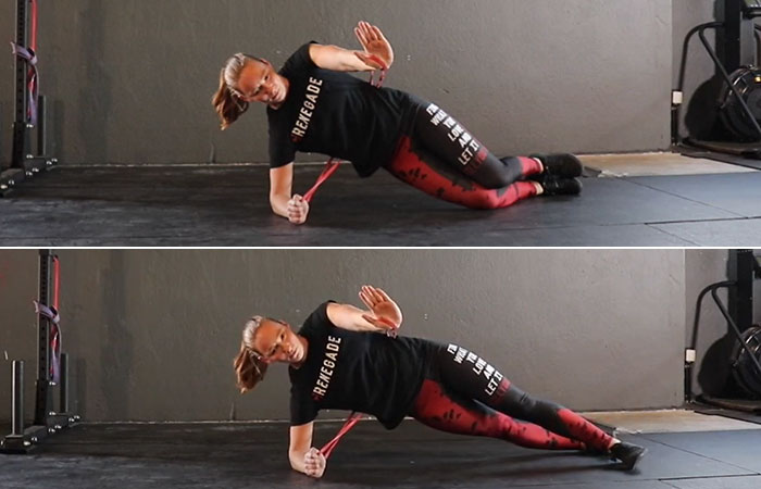 Side plank crunches for a strong core